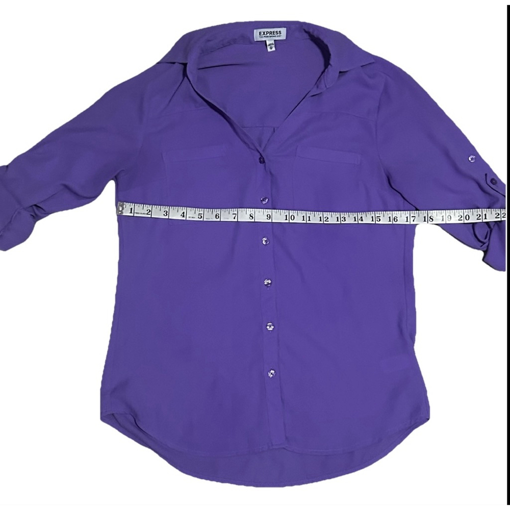 Women's Express Purple Portofino Button Down Shirt Petit XS - Picture 3 of 6